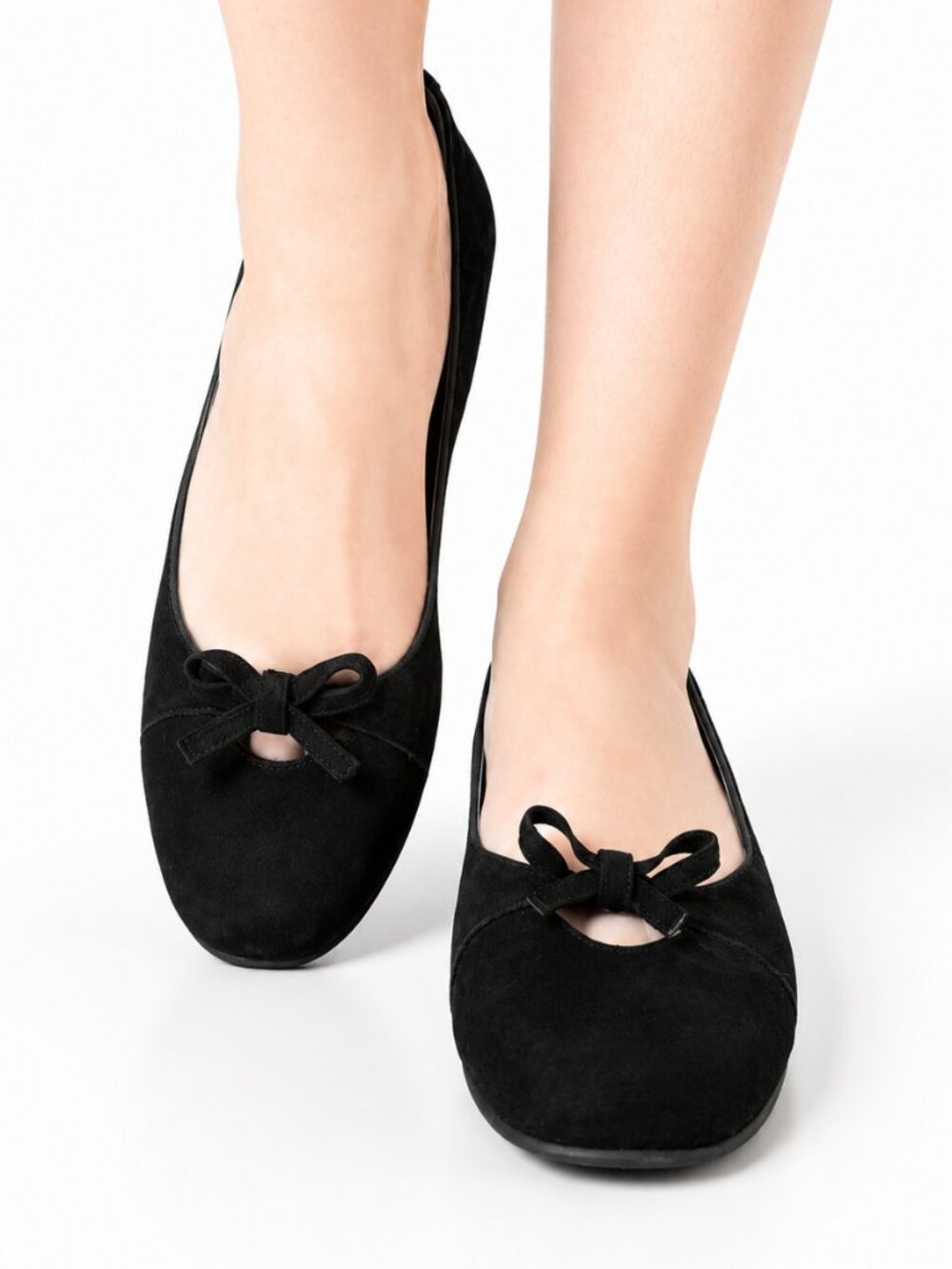 Genuine suede leather black ballet flats